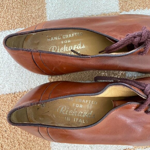 RICHARDS HANDCRAFTED LACE UO OXFORDS DRESS SHOE BROWN MADE IN ITALY TAN SIZE 7 M